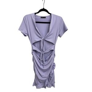 Shein Body-Con Mini Cut Out Ruffle Ruched Wrap Dress Size Medium